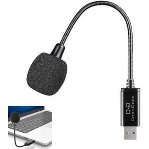 C G CHANGEEK Mini USB-microfoon voor Laptop/PC, met flexibele hals en USB-geluidskaart, compatibel met Mac, Plug & Play, ideale condensatormicrofoon voor thuiswerken en online lessen