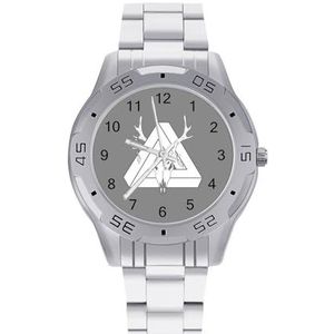 Witte 3d Driehoekige Herten Hoofd Mannen Zakelijke Horloges Legering Analoge Quartz Horloge Mode Horloges