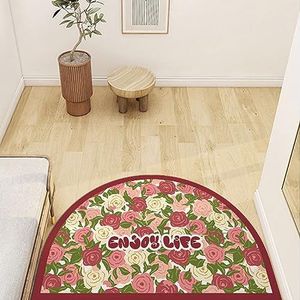 Dostear Halve cirkel tapijt voor gepersonaliseerde deurmatten entree deur welkom binnenmatten rond buiten buiten binnen tapijt voor achterdeur rood roze 60 x 90 cm