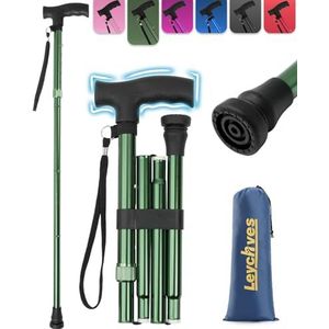 Wandelstok voor vrouwen, verstelbare opvouwbare wandelstokken voor dames van 5,2 FT-6,1 FT, 5 secties verschillende maten opvouwbare wandelstok voor ouderen