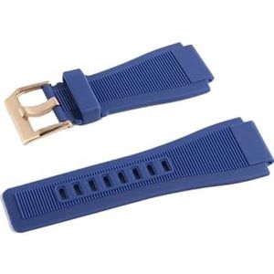 Jeniko Bandjes 24 Mm Compatibel Met Bell & Ross BR-01 BR-03 Siliconen Horlogeband Met Gereedschap (Color : Blue Rose buckle, Size : 24MM_MARK ON)