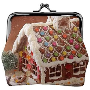 Verschillende voedsel Coin Purse,Lederen Portemonnee voor Vrouwen Mannen,Persoonlijke Kleine Coin Bag,Leuke Coin Pouch met Kiss Lock, Kerst Village Huis, Eén maat, Schattig