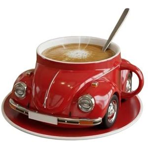 YDZYFFS Koffiekopjes - mok, kevervormige koffiemok, gitaar kunst mok, handgemaakte keramische nieuwigheid theekop, thuiskantoor decoratie, autovormige koffiemok voor autofans creatieve geschenken