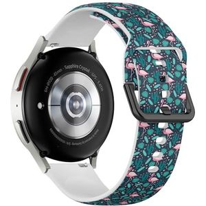 Sportieve zachte band compatibel met Samsung Galaxy Watch 6 / Classic, Galaxy Watch 5 / PRO, Galaxy Watch 4 Classic (tropisch flamingo exotisch) siliconen armband accessoire