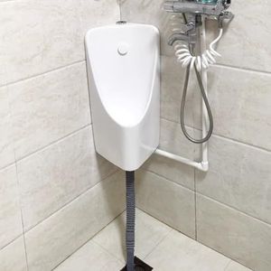 Wandgemonteerd heren urinoir voor hoek, keramische urinoirs met lange buis, wit en zwart heren urinoir voor scholen ziekenhuizen stations fabriek(White)