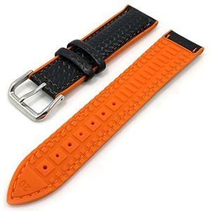 LUGEMA 18mm 20mm 22mm Siliconen Band Koolstofvezel Leer Zweet Proof Rubber Vervanging Armband Band Mannen Horloge Accessoires Oranje (Color : Orange, Size : 18mm)