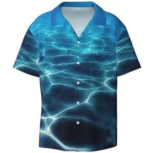 OdDdot Blauw Deep Ocean Print Heren Button Down Shirt Korte Mouw Casual Shirt Voor Mannen Zomer Business Casual Jurk Shirt, Zwart, XL