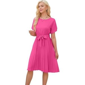 yk8fass Jurk met veters en ronde hals rf-3462, Rood, S