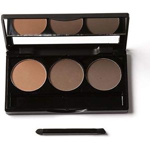 Wenkbrauwpoeder, langdurige 3 kleuren Wenkbrauwpoederpalet waterdicht met kwast en zweetbestendige wax(#1)