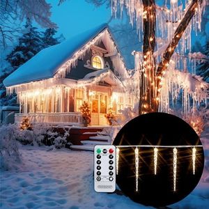 Monzana Lichtsnoer 40 LED met Afstandsbediening Timer 8 standen Dimbaar IP44 Kerstmis Outdoor Indoor Lichtketting Kegels Warm Wit 5,6x5m