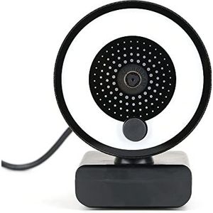 Webcam, Hd Autofocus Webcam-licht met statiefstandaard 108 0P 2K Webcamera for Pc Computercamera met Microfoon Ring Light Web Cam(1080P NO Light)