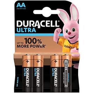 Duracell LR6/MX1500 Ultra Power Type AA alkaline batterijen, 4 stuks,Zwart