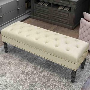 JAVYPPT Ottomans Krukken Woonkamer Verandering Schoen Bank Sofa Kruk Slaapkamer Bed End Kruk Bank Huishoudelijke Voetbank Kledingwinkel Rest Kruk (Beige, 100 * 45 * 40 cm)