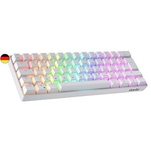 Geeky GK61 60% | Hot Swappable Mechanisch Gaming Toetsenbord | 62 Toetsen Multi Kleur RGB LED Achtergrondverlichting voor PC/Mac Gamer | ISO DE Qwertz Duitse Indeling (Wit, Mechanical Black)