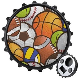 Sport Ballen Magnetische Flesopener Gepersonaliseerde Bier Opener Flesdop Koelkast Magneten voor Thuis Keuken Zwart-Stijl