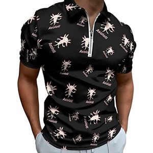 Leuke Axolotl Half Zip-up Polo Shirts Voor Mannen Slim Fit Korte Mouw T-shirt Sneldrogende Golf Tops Tees XS