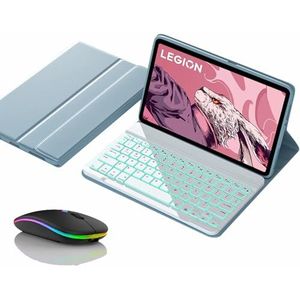 Toetsenbordhoes voor Lenovo Tab P11 Pro Gen 2 / Pro 11.2"" 2022 (TB-132FU/ TB-138FC), Magnetisch Afneembaar Draadloos Achtergrondverlichting Toetsenbord met Bluetooth Muis,Blauw