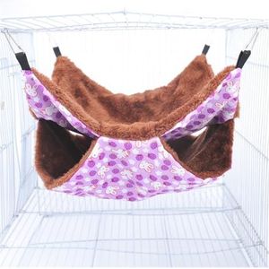 ORBIBA Hamster hangmat huisdier dubbellaagse pluche hangmat warme hamster opknoping bed fret opknoping bed voor kat knaagdieren hangmat voor hamster huisdieren benodigdheden (kleur: paars konijn,