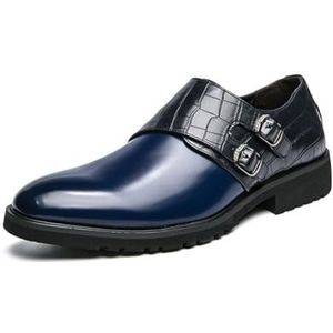 Formele Loafers Voor Heren, Monnik Schoenen, Instappers, Veterschoenen, Klassieke Formele Oxford Schoenen,Blauw,38 EU