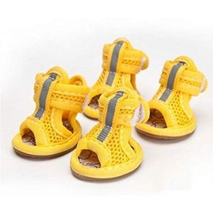 Hongtai 4 PC schattig huisdier Schoenen Casual Anti-Slip Small Dog Schoenen Hot Koop Dog schoenen Lente Zomer ademend Soft Mesh Sandals Candy Kleur (Color : Yellow, Size : 3)