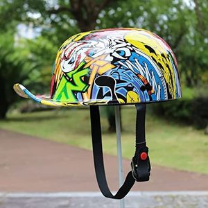 Retro Skull Cap Half Shell Helm, Motorcycle Baseball Cap Halve Helm DOT Goedgekeurde Mannen en Vrouwen Vintage Open Face Helm voor Bromfiets Street Cruiser Scooter ATV Helm Decoration