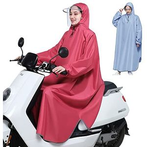 Regenponcho met Capuchon Lichtgewicht Regenjas met Rand, Waterdichte Poncho met Lange Mouwen voor Heren, Dames, Volwassenen, Motorfiets, Scootmobiel, Fietsen, Wandelen (Color : Rood, Size : 5XL)