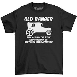 Heren 50e verjaardag T-shirt oude banger auto goede staat grappig 50 jaar viering 2022 cadeau-idee zwart, Zwart, M