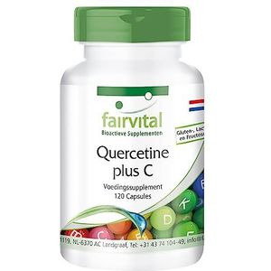 Fairvital | Quercetine capsules met vitamine C - HOOG GEDOSEERD - 250mg quercetine plus 300mg vitamine C per capsule - VEGAN - 120 capsules - antioxidant