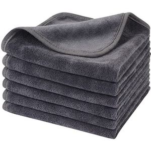 KinHwa Microvezel Gezichtsdoeken Superzachte Make-up Remover Doeken Geurvrije Washandjes voor Gezicht 30cm x 30cm 6 Pack Grijs