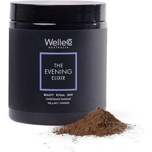 WelleCo The Evening Elixir Huidverzorging Vitamine C Warme Chocolademelk Schoonheidsdrankmix met niacine, citroenmelisse en magnesium voor slaap, collageenvorming, glutenvrij, veganistisch, zuivelvrij