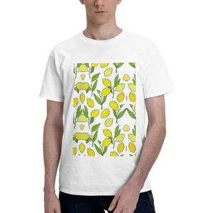 CKGODGF Geel T-shirt met frisse citroenprint voor heren, casual en comfortabel korte mouw, geschikt voor fitness en dagelijks gebruik, Wit, S