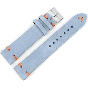 EDVENA Suède Vintage Horlogebanden Blauwe Horlogebanden Vervanging Band For Horloge Accessoires 18mm 20mm 22mm 24mm (Color : Blue-Orange Line, Size : 24mm)