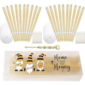 20 stuks oorkaarsen, oorsmeerverwijderaar, kaarsen, oorkaarsen voor het reinigen van oorsmeer, oorkaarsen voor volwassenen, oorsmeer kaars met 10 stuks beschermschijven, 20 stuks wattenstaafjes, 1 x