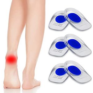 Newpop 3 paar hielbeschermers van gel, epine calcaneen siliconen, hiel, verlicht voetpijn, hielzool, tendinitis en plantaire fasciitis, orthopedisch kussen voor dames en heren (L, blauw)
