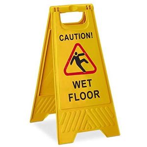 3x waarschuwingsbord gladde vloer, in het Engels, Caution, wet floor', 2-zijdig opschrift, inklapbaar, geel