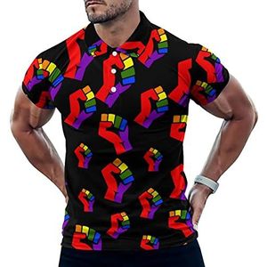 LGBT Pride Fist Casual Polo Shirts Voor Mannen Slim Fit Korte Mouw T-shirt Sneldrogende Golf Tops Tees M