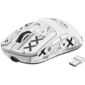 VGN GAMEPOWER X3 SUPERLIGHT Draadloze Gaming Mouse, 49g Lichtgewicht Gaming Muis, 26,000DPI, PixArt PAW3395, Mouse Grip Tape, Tri-modus (BT5.0/2.4G/Bedrade), PTFE-voeten, 200 uur Batterij PC/Mac-Wit