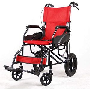 Draagbare lichte rolstoel, opvouwbare aluminium kleine transportrolstoel met rem/pedaal Ouderen gehandicapten reiswagen, draagbaar