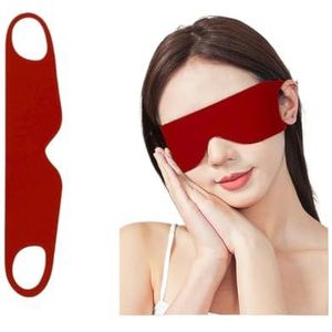 Lichtblokkerend draagbaar dun ijs-zijden oogmasker voor zomer reizen slapen blinddoek met oorhangende riem unisex ooglapje (wijnrood)