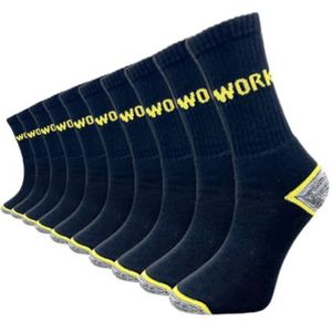 Socksberg Werksokken voor heren, lang en kort, 9-12 paar, duurzame en pluisvrije anti-transpiratiesokken, warme werksokken, winter en zomer, 10 paar klassiek lang | zwart