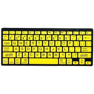 HXMJ -Groot Mini Bluetooth-toetsenbord met print, compatibel met iPad, iPhone, iPod, MacBook voor senioren en slechtzienden slechtzienden - geel