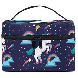 Regenboog Baby Gift Eenhoorn Paard Make-up Tas voor Vrouwen Cosmetische Tassen Toilettas Train Case
