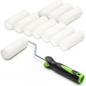 ToolSpace Verfrollers van Gladde Schuim met Handvat Hoge Dichtheid Rollers voor Hout Metaal Tegels Meubels Doe-het-zelfprojecten Email en Lak Wanddecoratie Beschilderen –11 cm Set van 10 Stuks