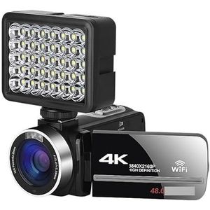 Videocamera Vlogcamera Recorder 48MP Digitale Camcorder Digitale Video Camera for Streaming Vlog Recorder 4K 18X Time-Lapse Webcam Stabilisator(No SD Card,With Light)