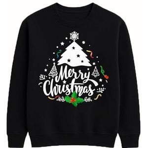 TMK Kersttrui model eland unisex voor dames heren jongens en kinderen warm zacht (cod.8088), zwart katoen kerst, S