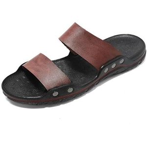 Coole, casual platte schoenen for heren, ademende strandschoenen, buitensporten, halfslip, lichtgewicht halve herenschoenen (Color : Brown, Size : 42)