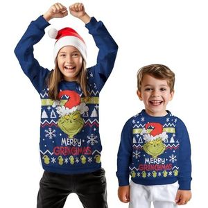 United Labels The Grinch kersttrui voor kinderen - Merry Grinchmas gebreide wintertrui sweatshirt Ugly Christmas sweater Kerstmis blauw, blauw, 98-104