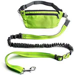 Huisdier Aangelijnd Jogging Training Wandelen Intrekbare bungee hondenriem voor grote honden Accessoires Hondenriem (Size : Green Set)