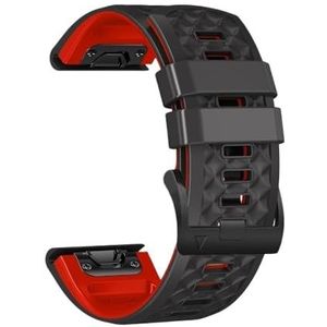 22 mm 26 mm QuickFit Siliconen Sportarmband geschikt voor Garmin Epix Gen 2 Fenix ​​7X 6X Pro Quatix 7X/Enduro 7 5XPlus Horlogeband (Kleur: Zwart Rood, Maat: Voor Fenix 7X 51mm)