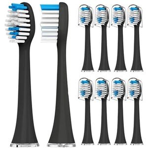 10 stuks compatibel met Zahnheld elektrische sonische tandenborstel, vervangende tandenborstelkoppen, voor GERO elektrische tandenborstels, met stofafdekking (zwart, M)